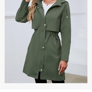 Olive Green Women's Rain Jacket